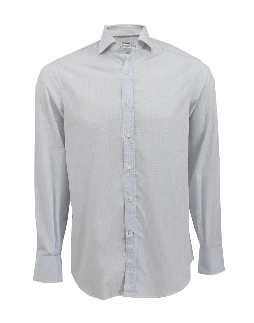 Men's Windowpane Spread Collar Shirt