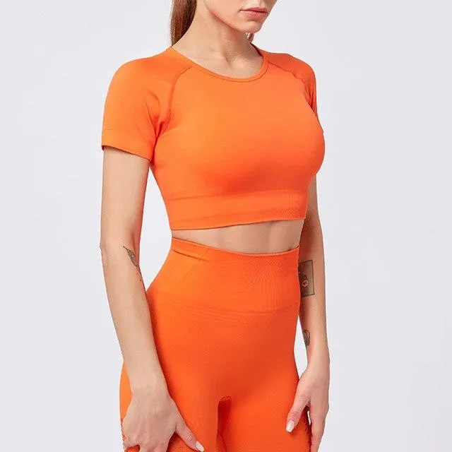 Mode Seamless Fitness Leggings & Cropped Top Set