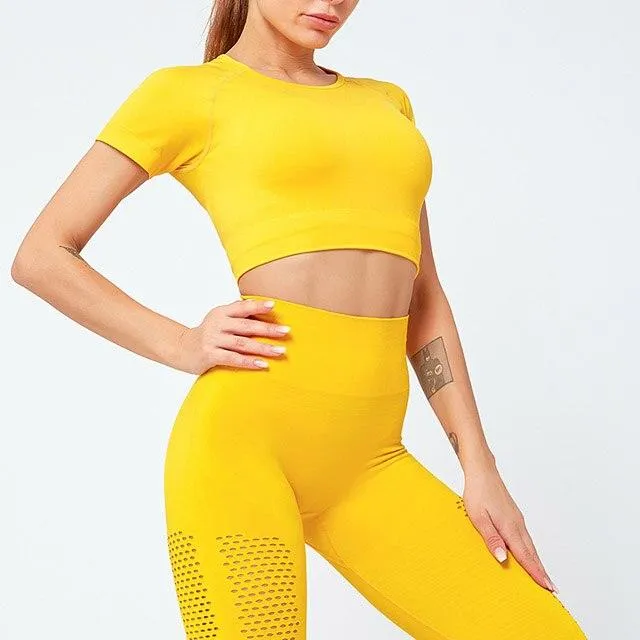 Mode Seamless Fitness Leggings & Cropped Top Set