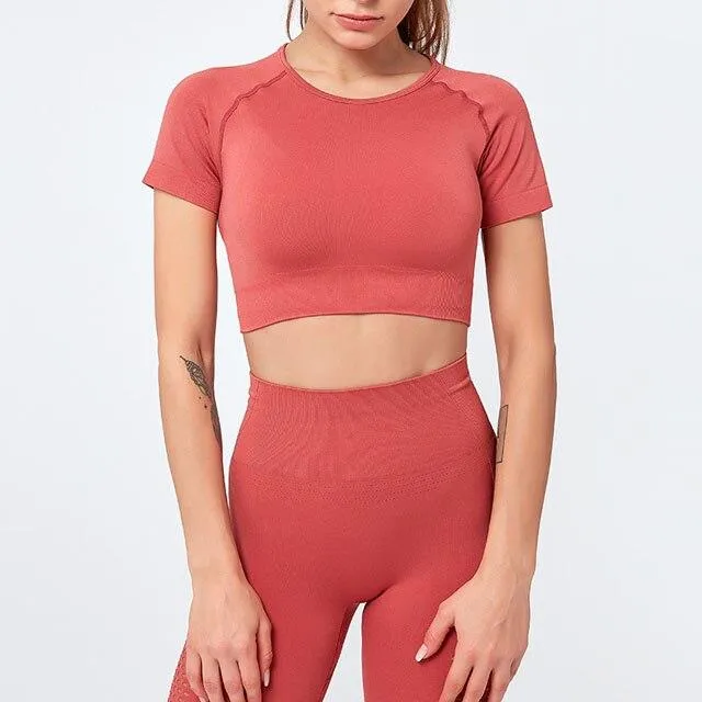 Mode Seamless Fitness Leggings & Cropped Top Set