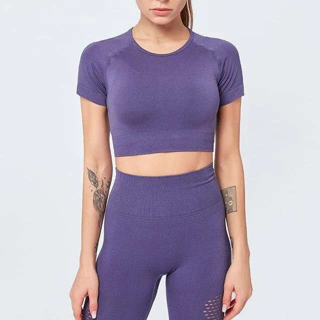 Mode Seamless Fitness Leggings & Cropped Top Set