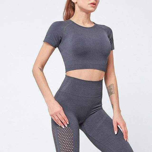 Mode Seamless Fitness Leggings & Cropped Top Set