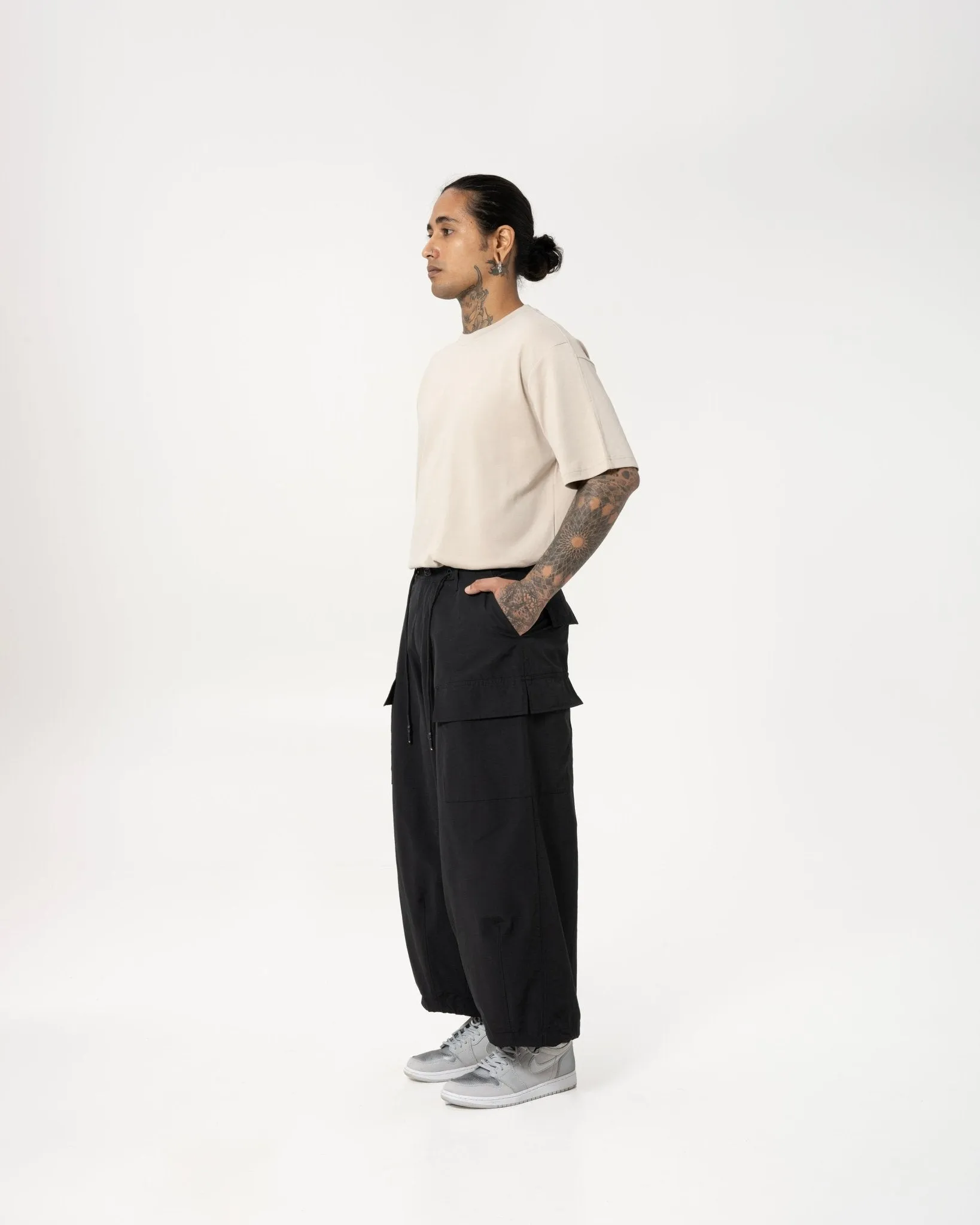 Multi-Pocket Ripstop Pants - Black