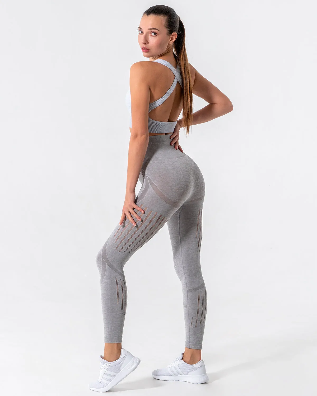Nina Luxe Hollow Leggings - Grey
