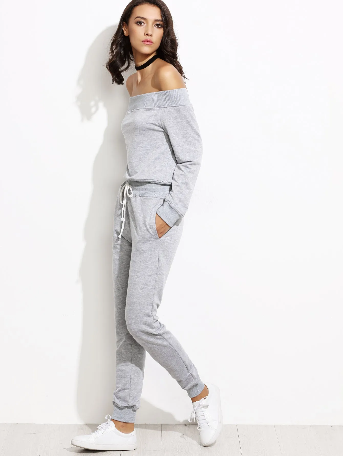 Off the Shoulder Sweat Set