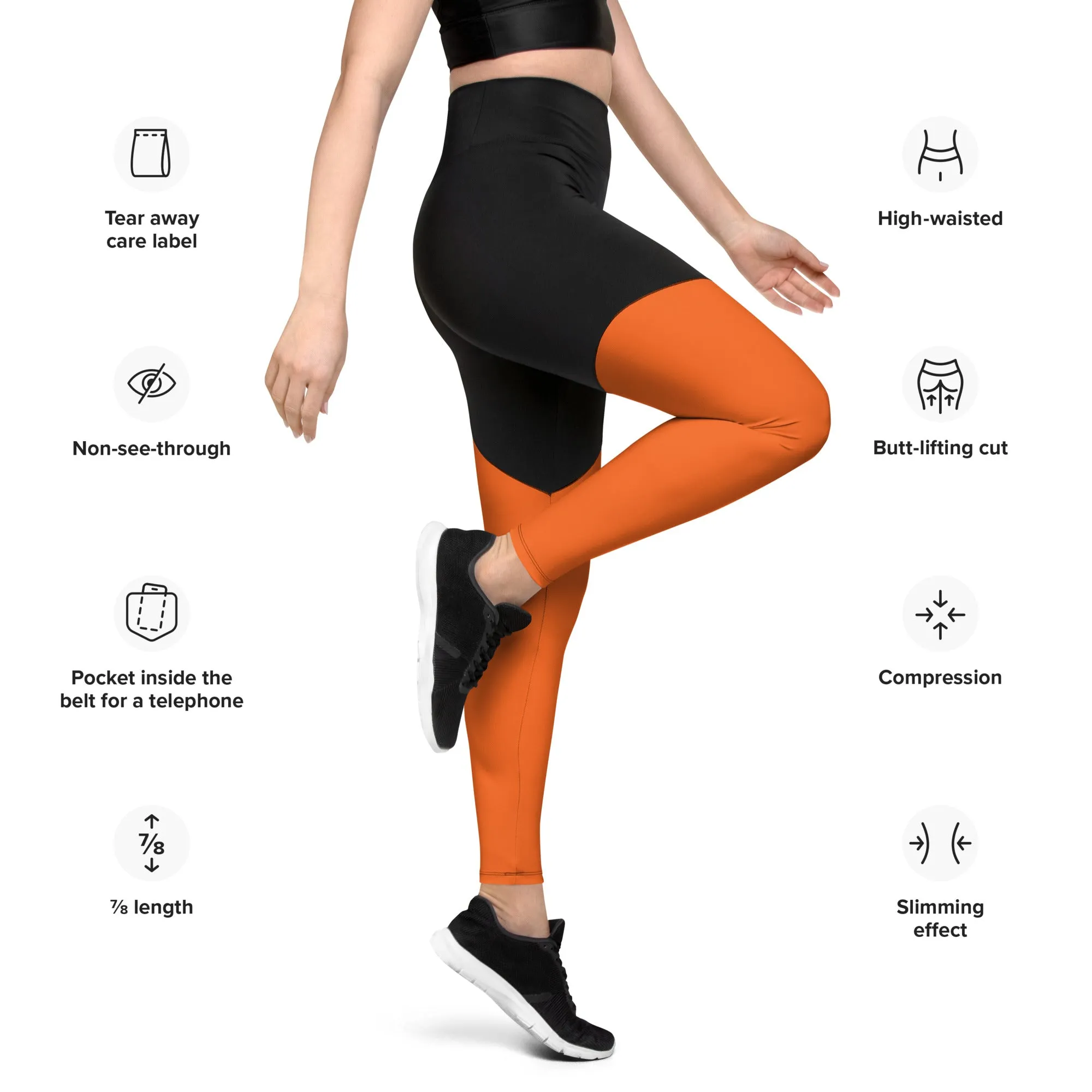 Orange Sports Leggings (Glamourange Women Sports Leggings With Design Colour)