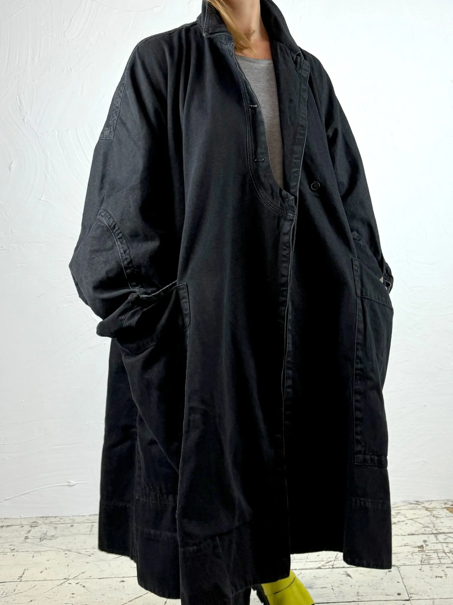 Oversized Washed Denim Coat in 170 Charcoal