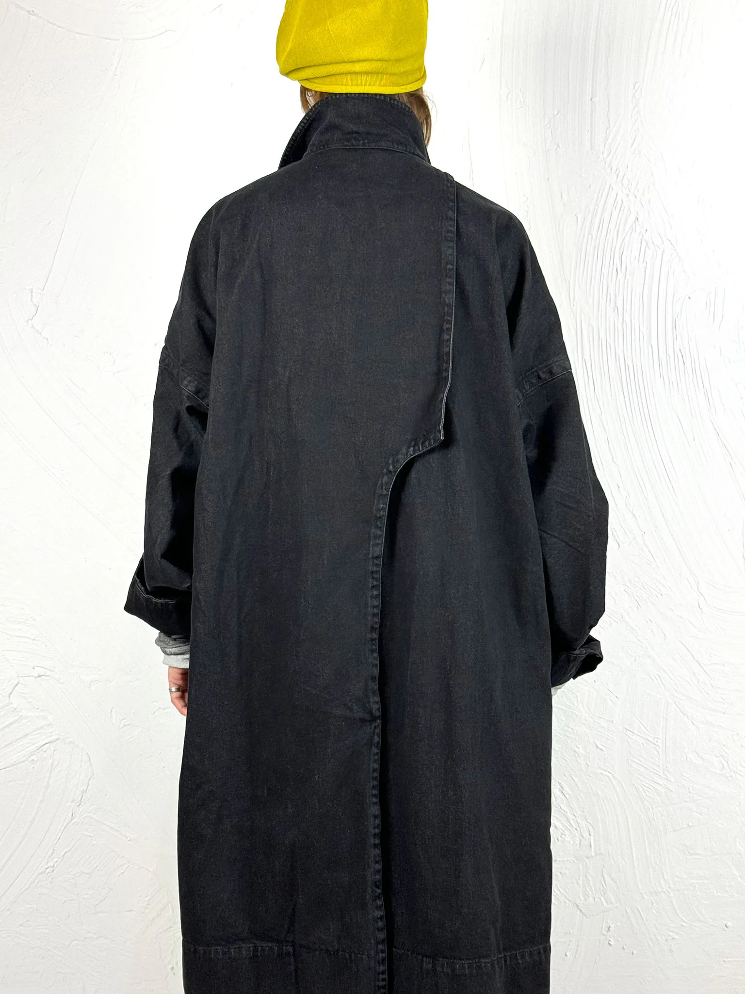 Oversized Washed Denim Coat in 170 Charcoal