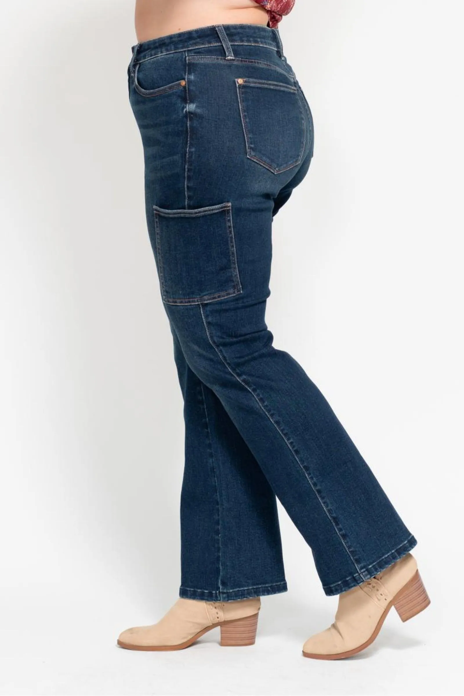 Plus Size Judy Blue High Waist Cargo Bootcut Jeans /Stuffology Boutique