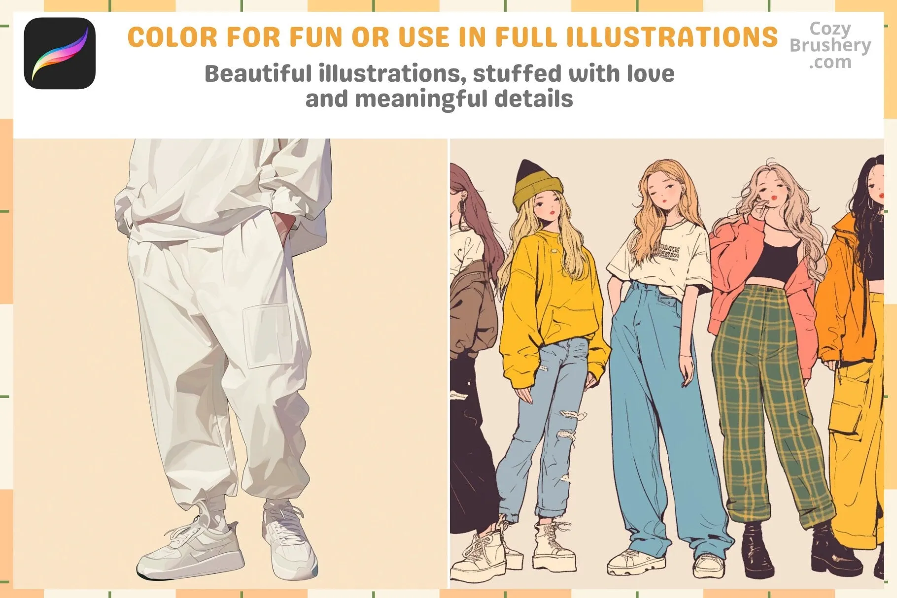 Procreate Stamps: Pants Parade Pack, 200  Diverse Pants Stamps for Every Style, Procreate Brushes
