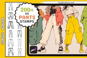 Procreate Stamps: Pants Parade Pack, 200  Diverse Pants Stamps for Every Style, Procreate Brushes