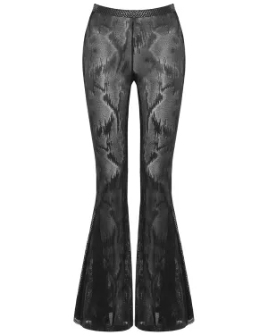 Punk Rave Edge Of Darkness Womens Sheer Mesh Flared Leggings