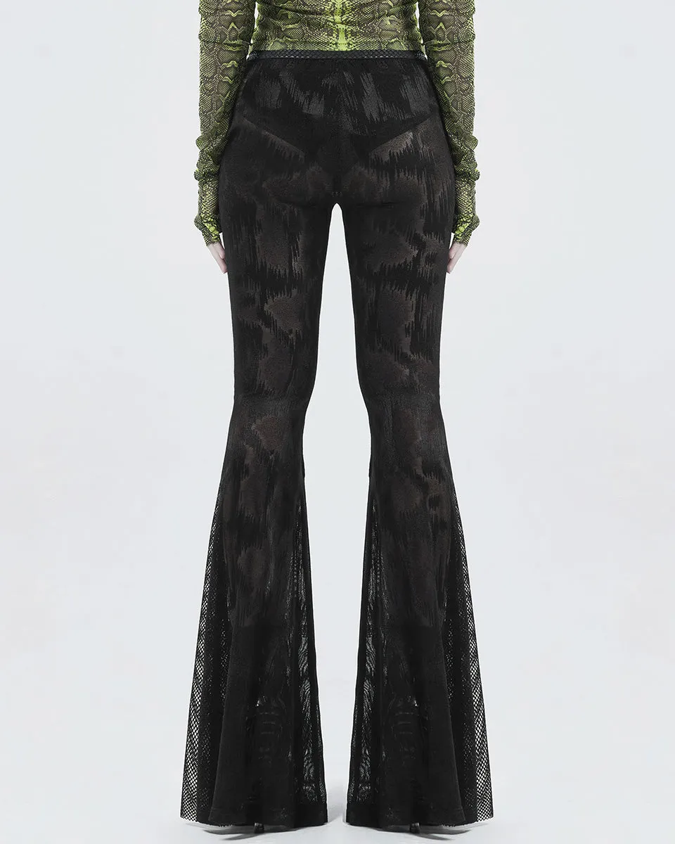 Punk Rave Edge Of Darkness Womens Sheer Mesh Flared Leggings