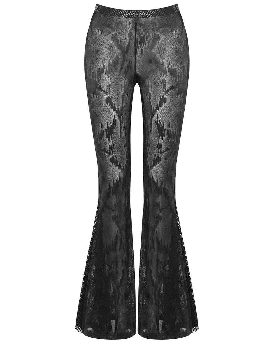 Punk Rave Edge Of Darkness Womens Sheer Mesh Flared Leggings