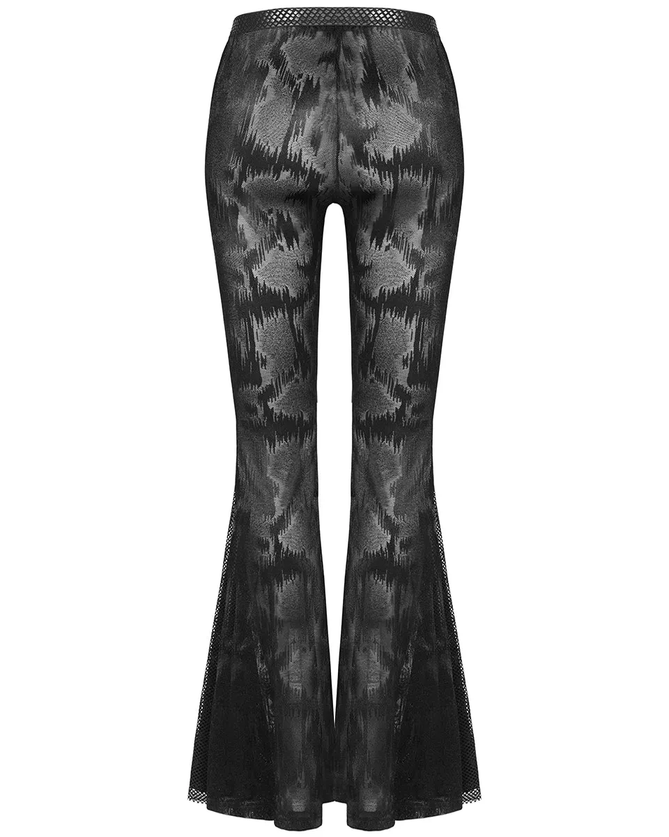 Punk Rave Edge Of Darkness Womens Sheer Mesh Flared Leggings