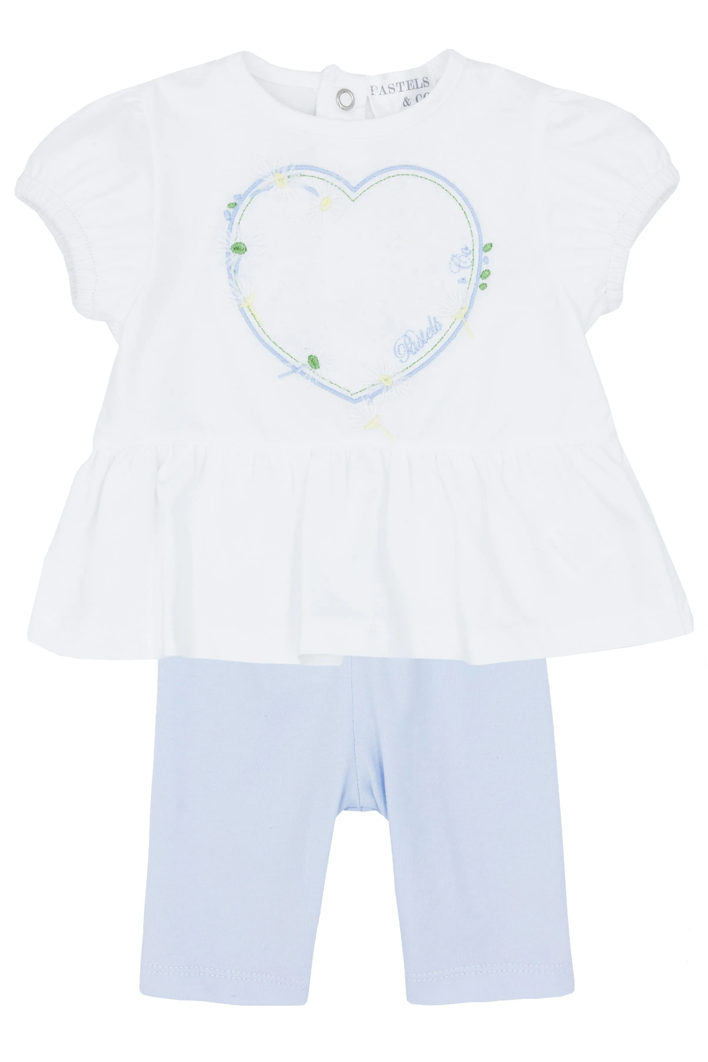 "Colette" White & Blue Blouse & Leggings