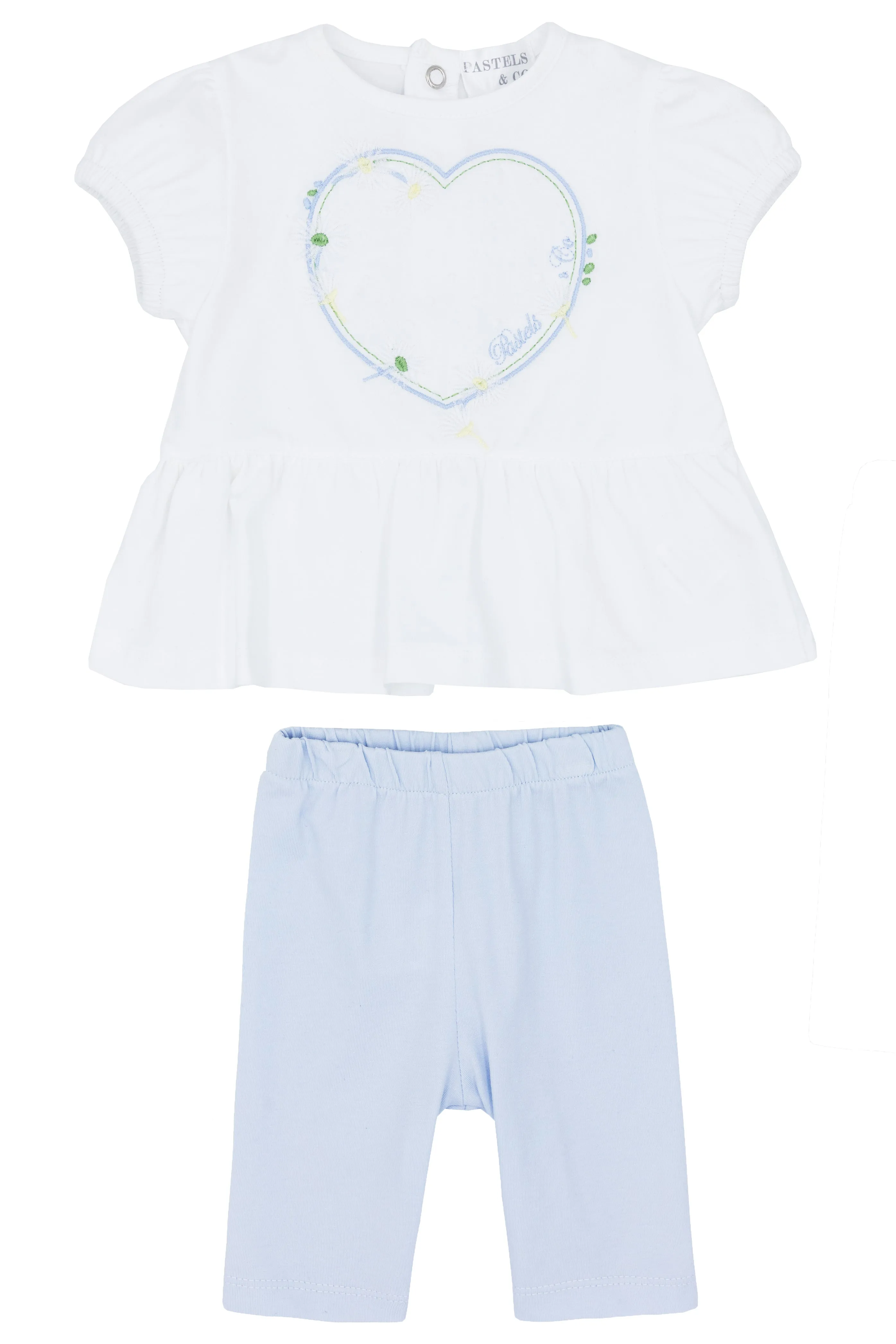 "Colette" White & Blue Blouse & Leggings