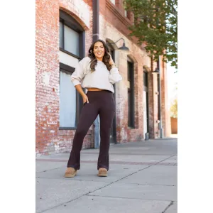 Ready to Ship | The Brandy - Brown Flare Leggings WITH POCKETS - Luxe Leggings by Julia Rose