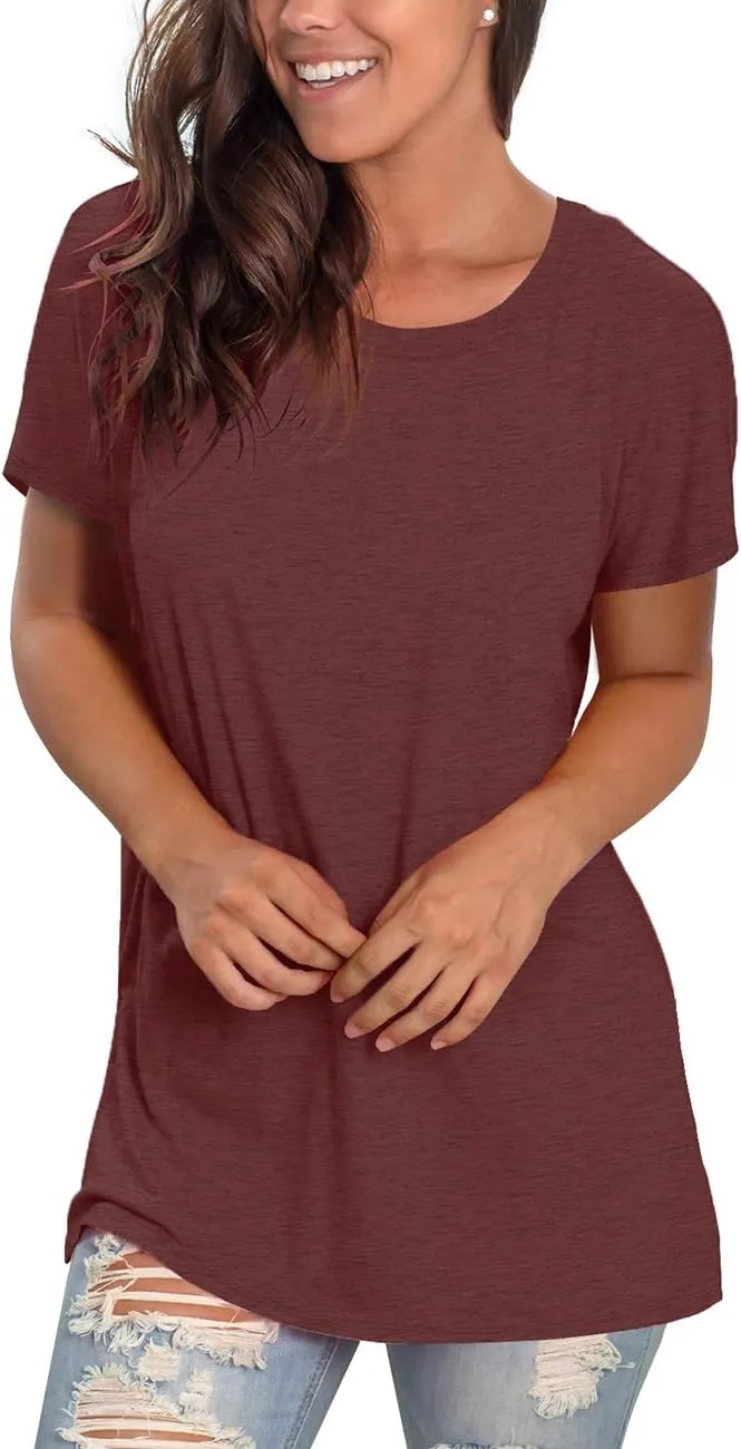 Saloogoe Womens Loose Fit Tshirts Short Sleeve Summer Tops Casual Workout Yoga Tunic T Shirts Tops