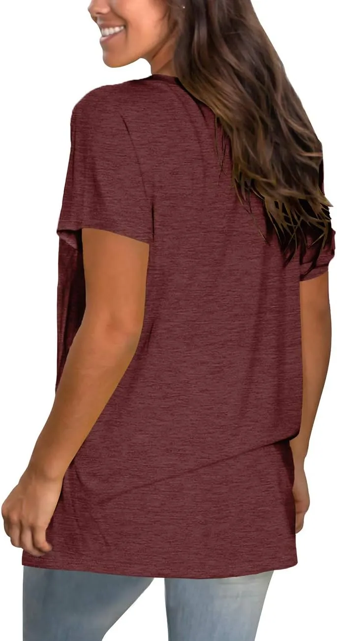 Saloogoe Womens Loose Fit Tshirts Short Sleeve Summer Tops Casual Workout Yoga Tunic T Shirts Tops