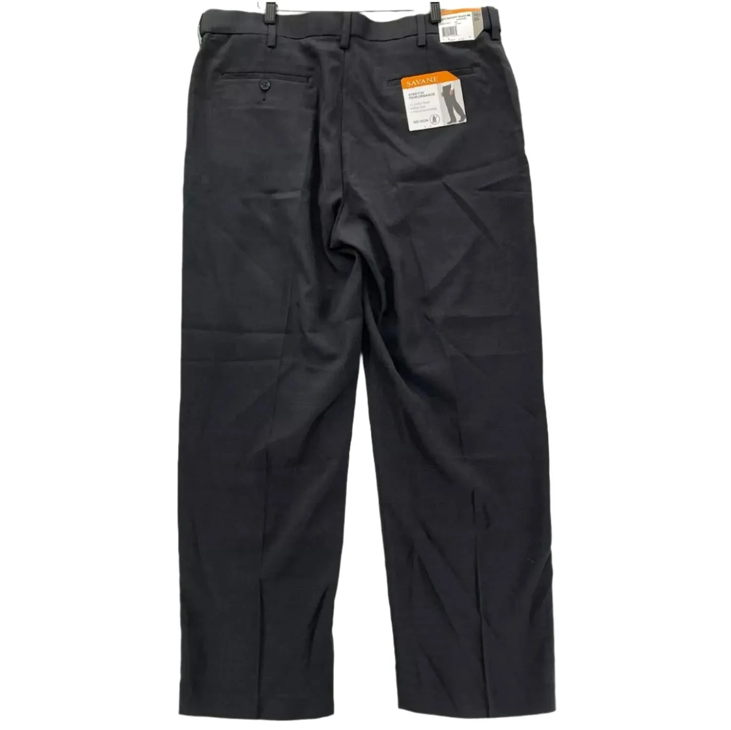Savane Mens' Dress Pants Stretch Performance Permanent Crease Crosshatch Caviar 34x32