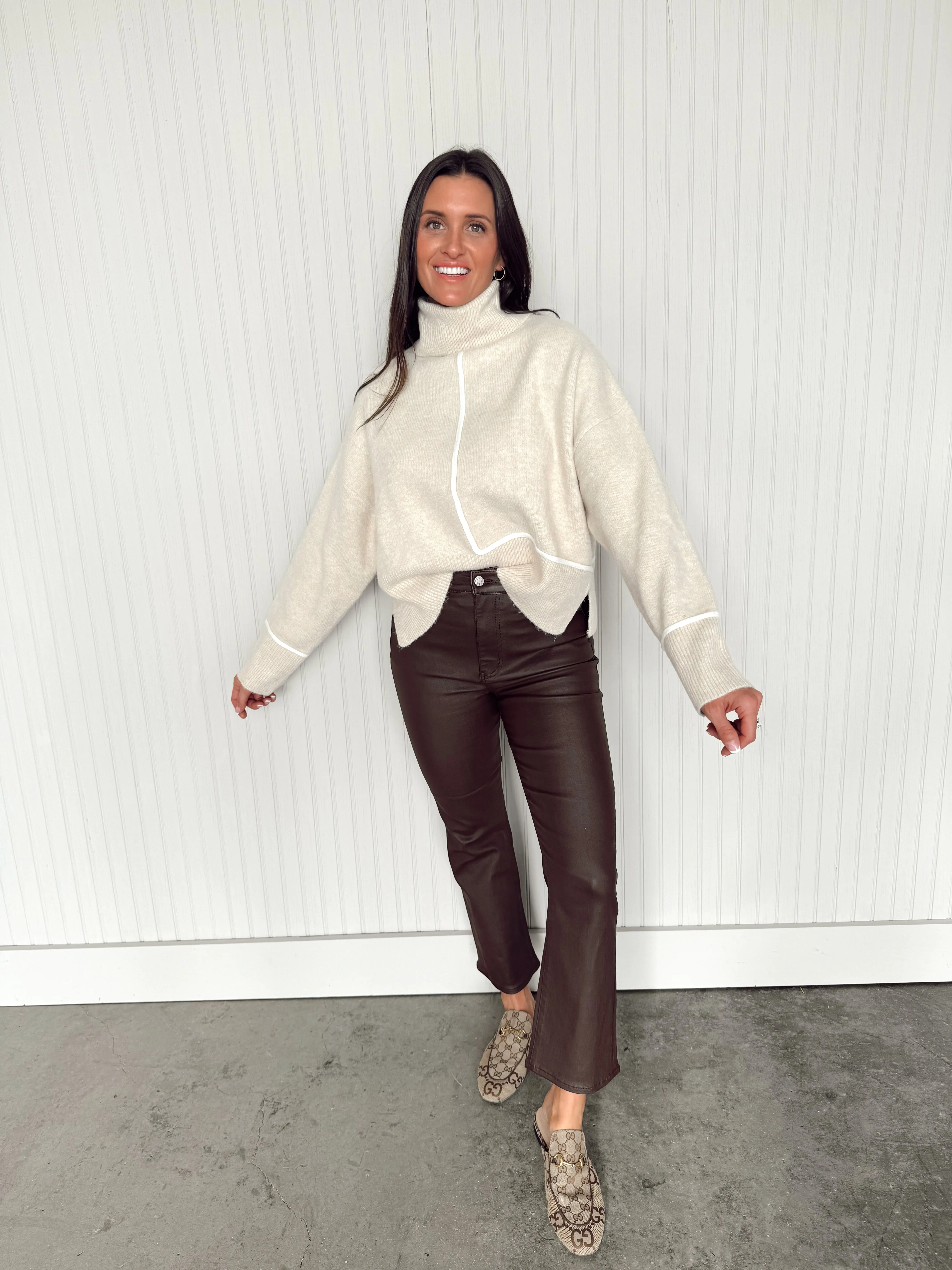 Shy Girl High Rise Crop Flare - Coated Malbec