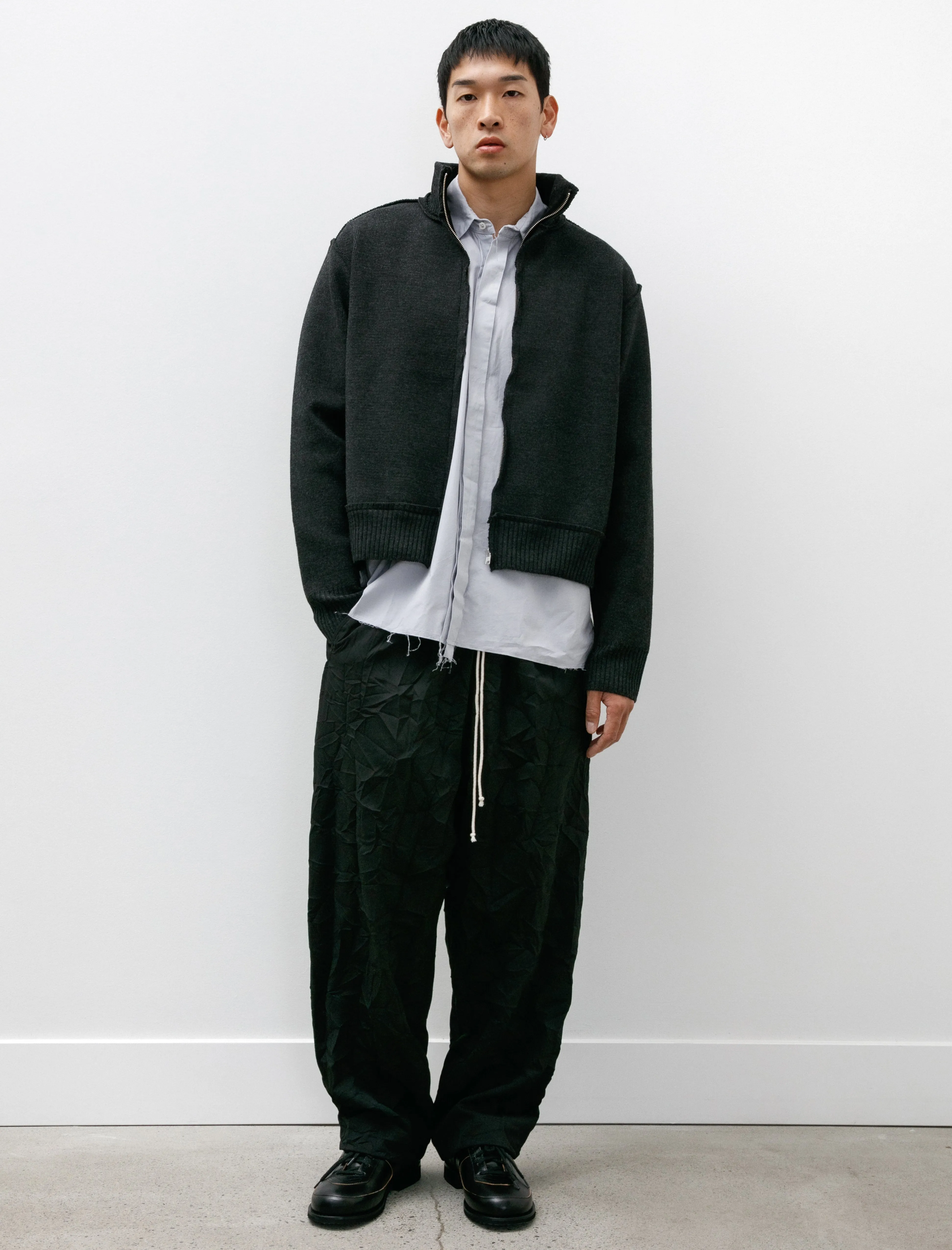 Simple Pants Wrinkled Twill Black