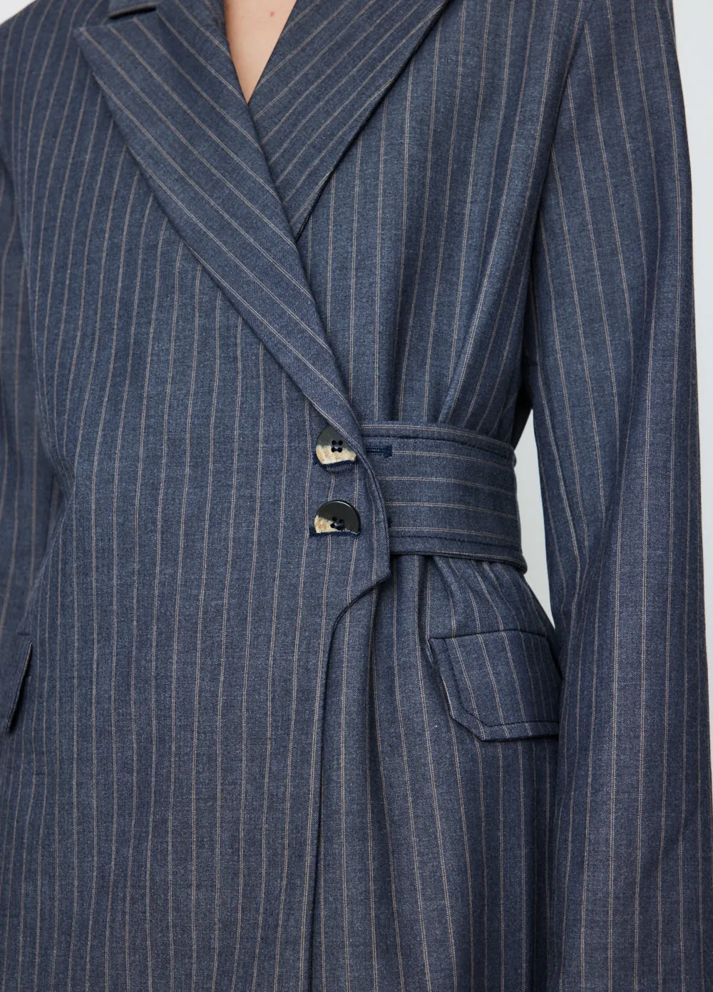 Stretch Stripe Belt Blazer
