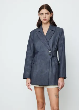 Stretch Stripe Belt Blazer