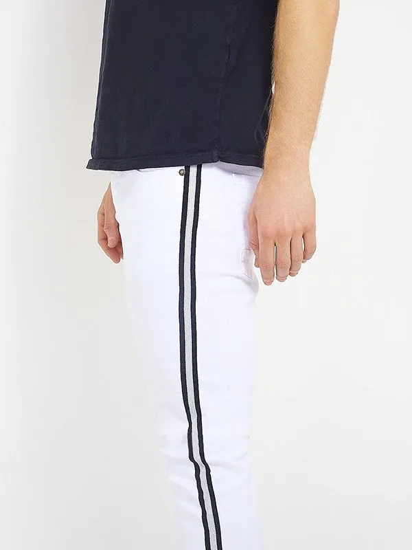 STRIPED TAPE DETAIL WHITE SKINNY JEANS
