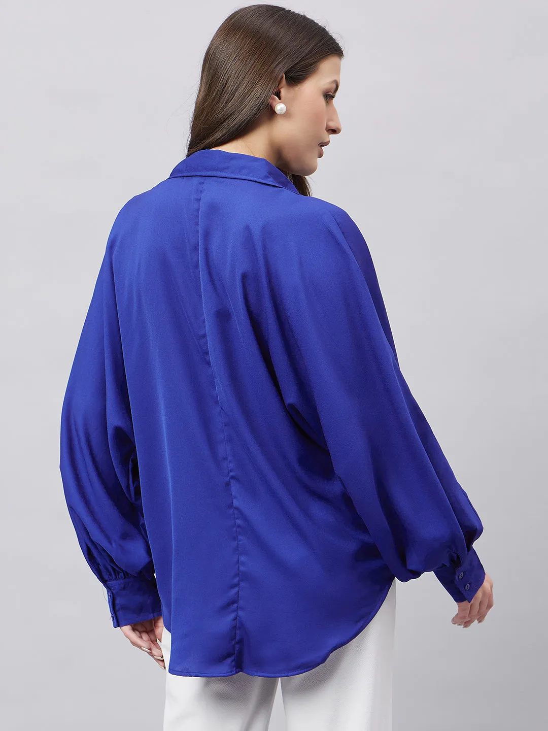 Style Quotient Women Solid Poly Crepe Oversized Casual Shirt