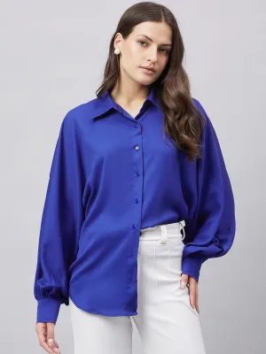 Style Quotient Women Solid Poly Crepe Oversized Casual Shirt