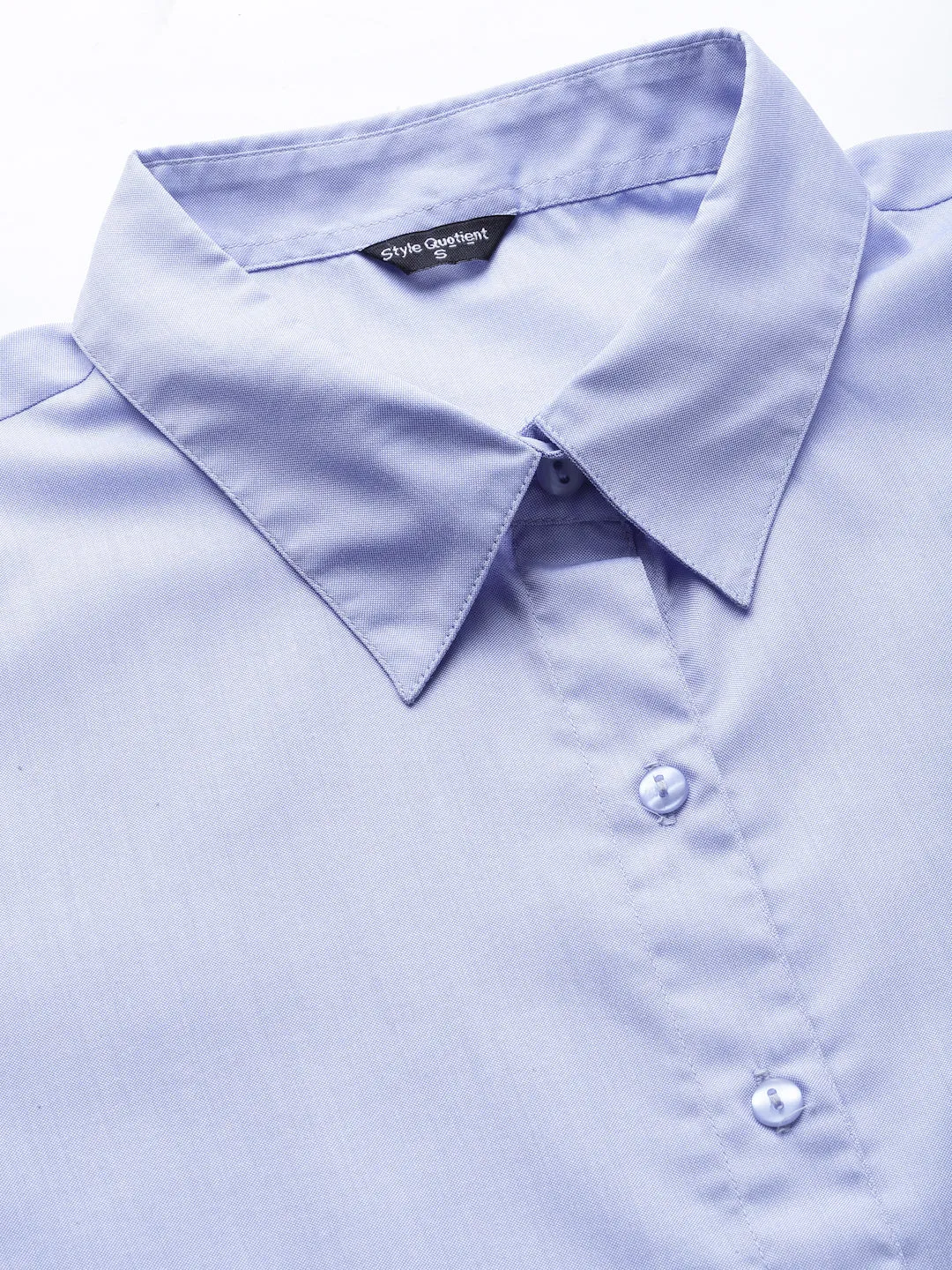 Style Quotients Women Solid Blue Chambray Formal Shirt