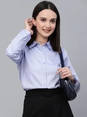 Style Quotients Women Solid Blue Chambray Formal Shirt