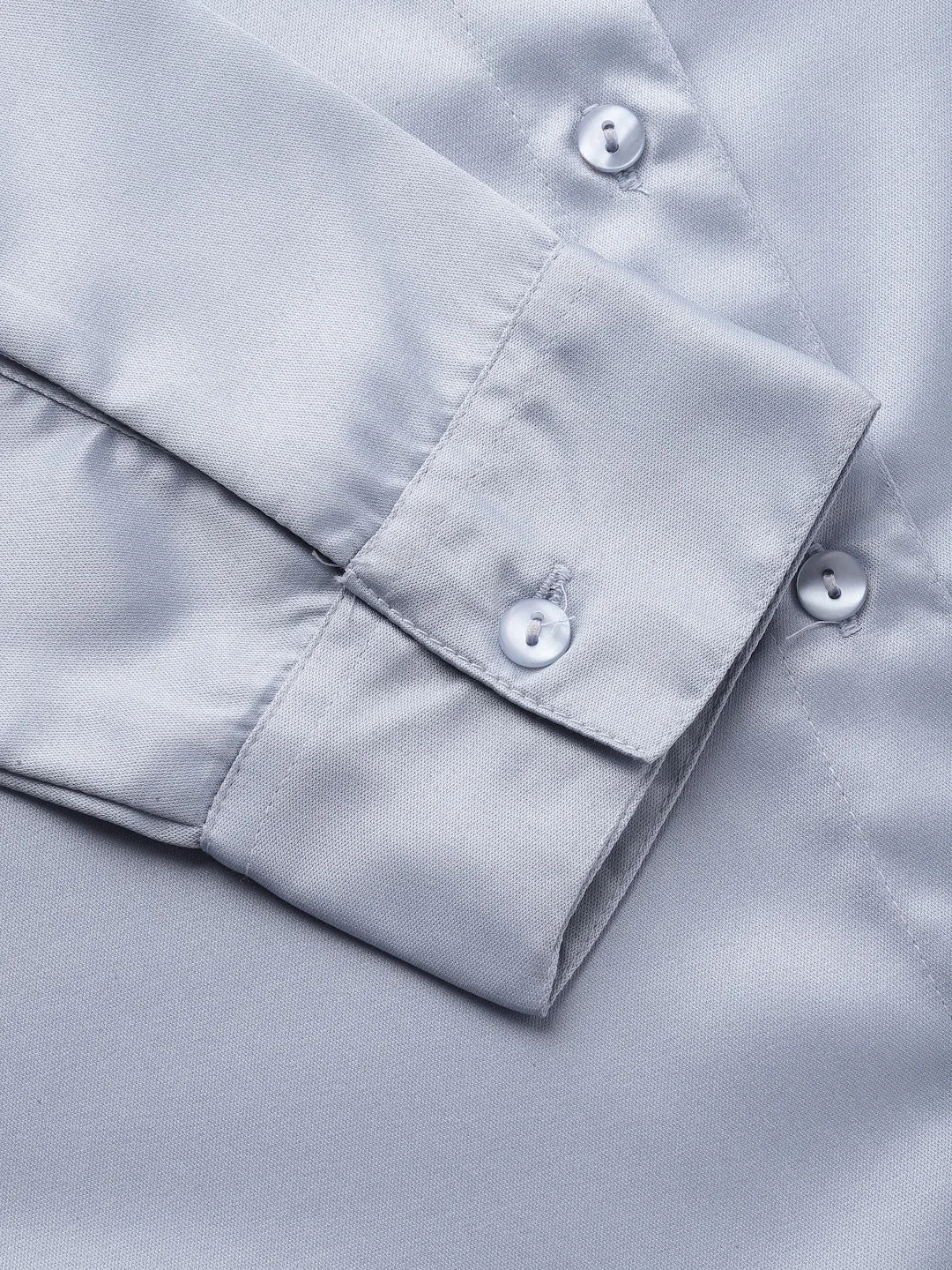 Style Quotients Women Solid Light Grey Satin Formal Shirt