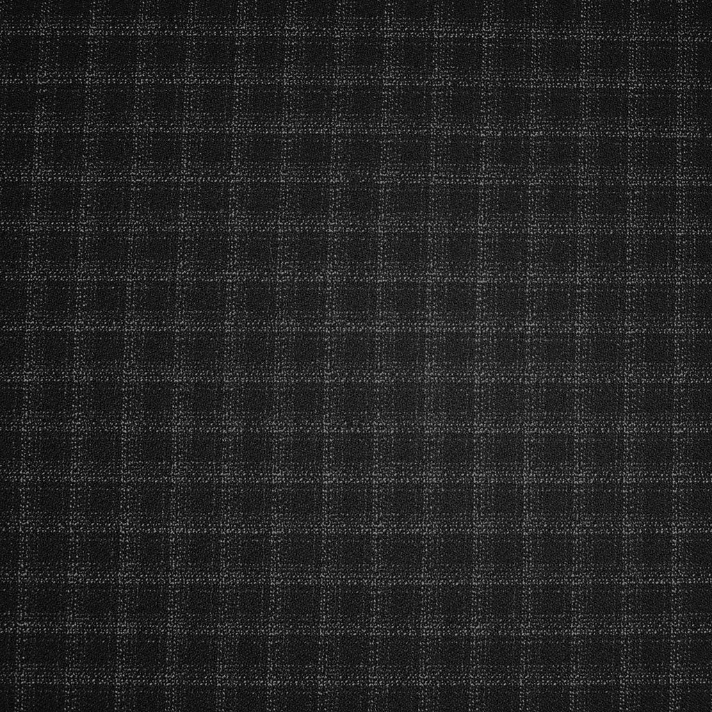 Subtle Mini Window Plaid Stretch Crepe Suiting Black