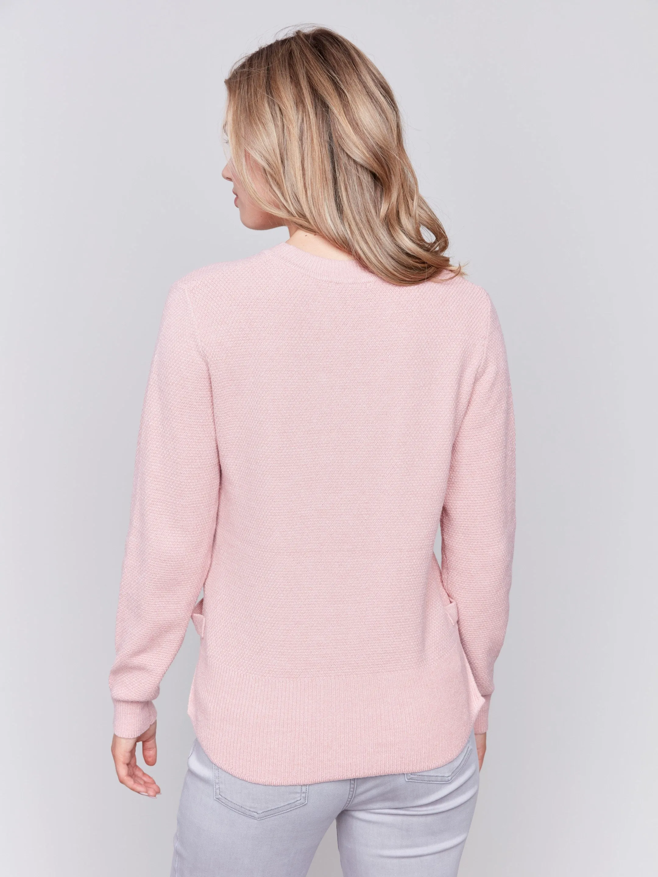Sweater With Side Tab Detail - Woodrose - H-Woodrose