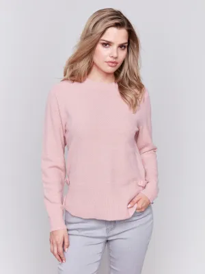 Sweater With Side Tab Detail - Woodrose - H-Woodrose
