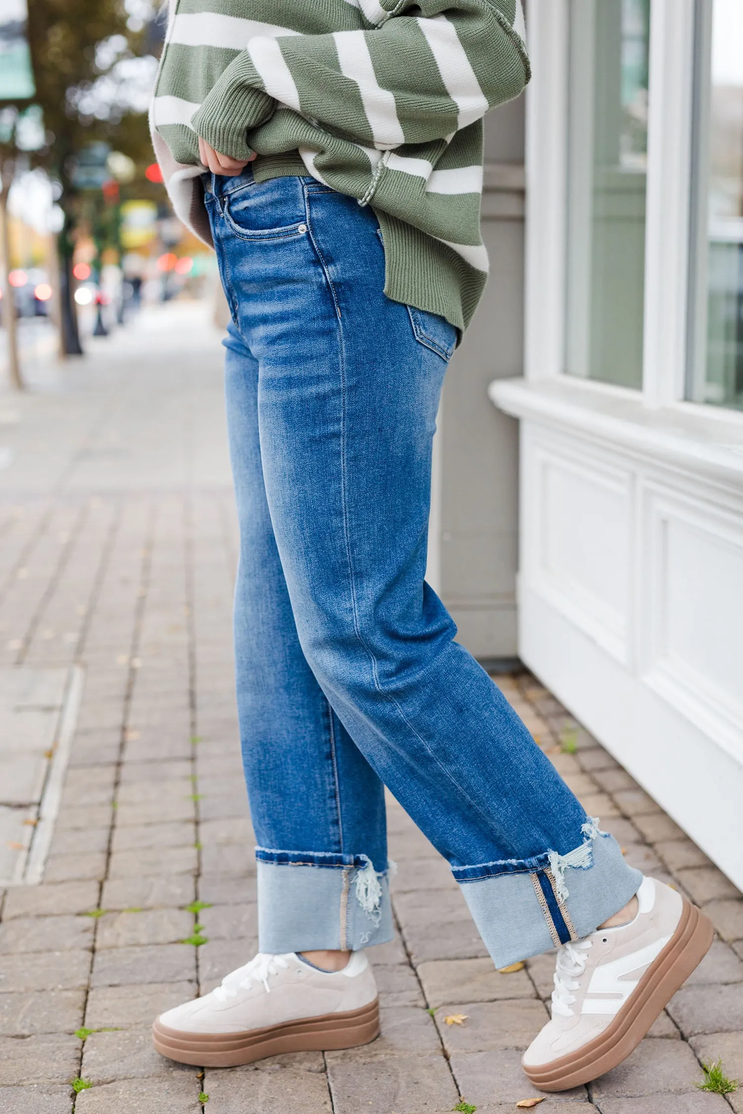 The Pencil Me In Straight Leg Cuffed Jeans