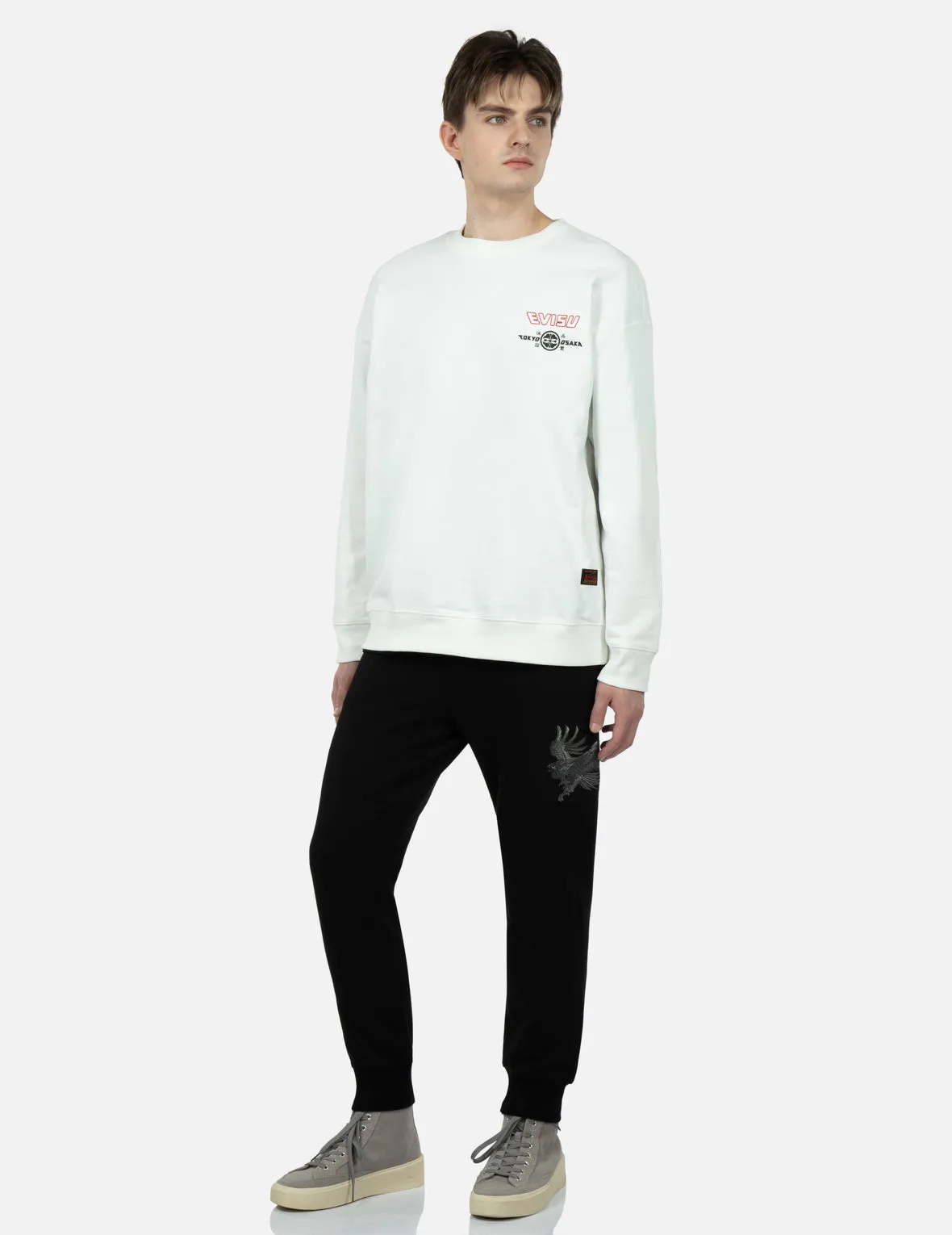 Tone-on-tone Eagle Embroidery Sweatpants