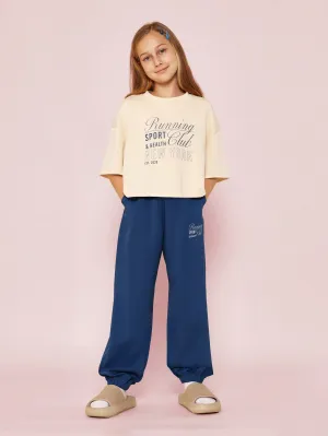 Tween Girls Running Club Graphic Print Tee And Jogger 2 Piece Set