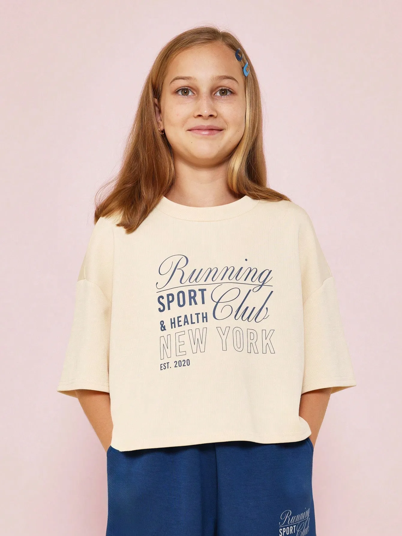 Tween Girls Running Club Graphic Print Tee And Jogger 2 Piece Set