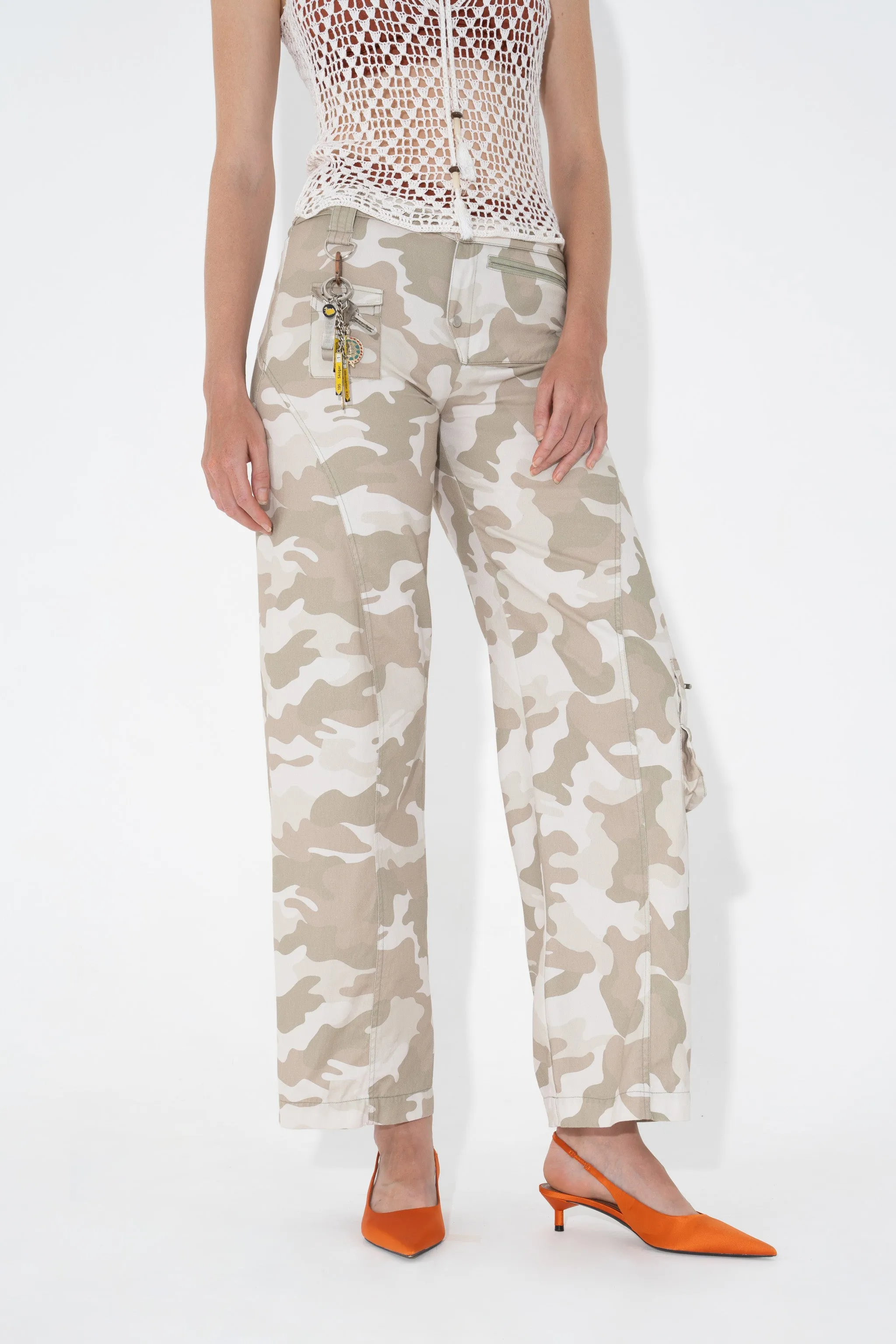 Utility Seam Detail Trousers in Bunny Camo