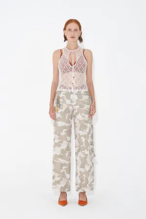 Utility Seam Detail Trousers in Bunny Camo