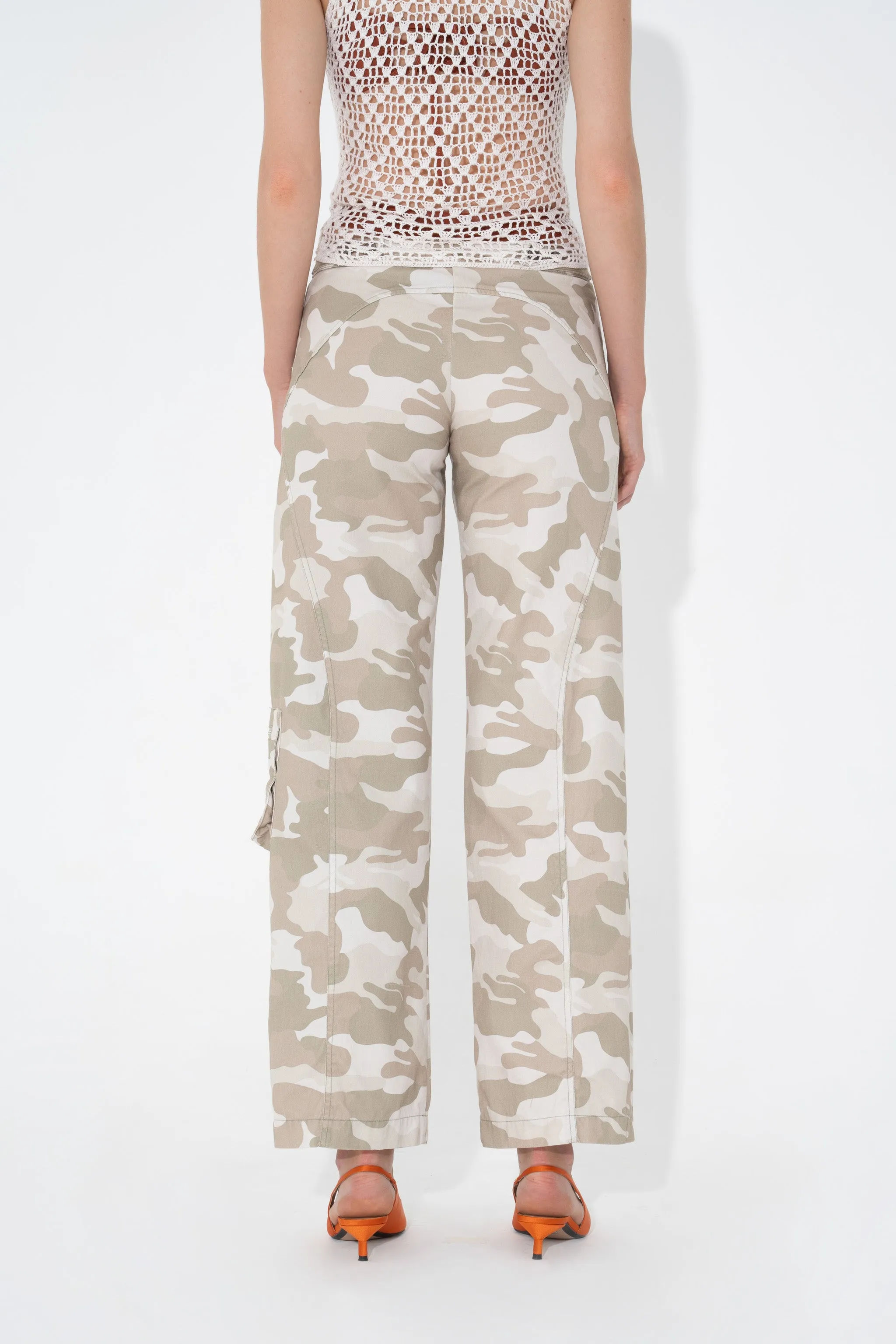 Utility Seam Detail Trousers in Bunny Camo