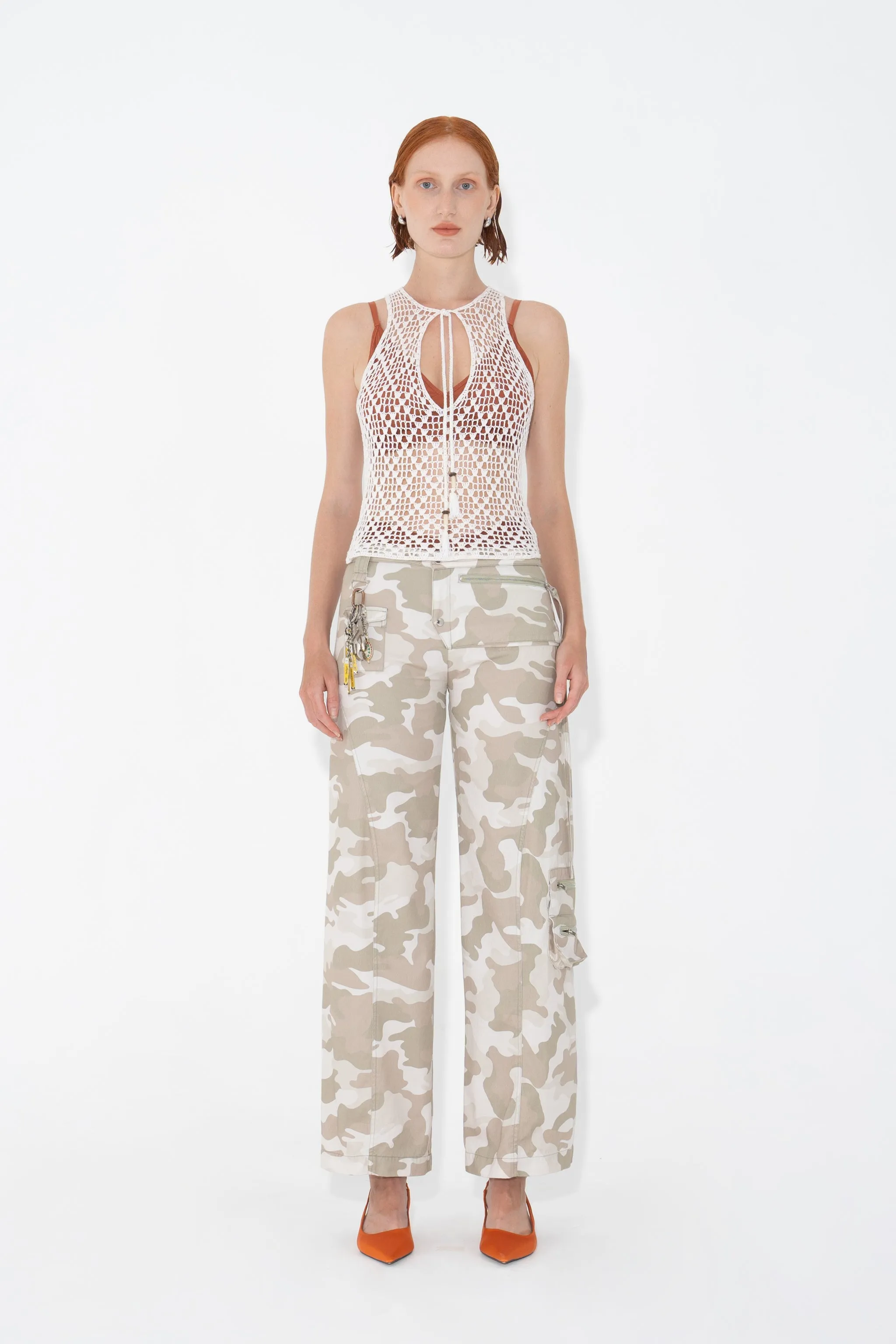 Utility Seam Detail Trousers in Bunny Camo