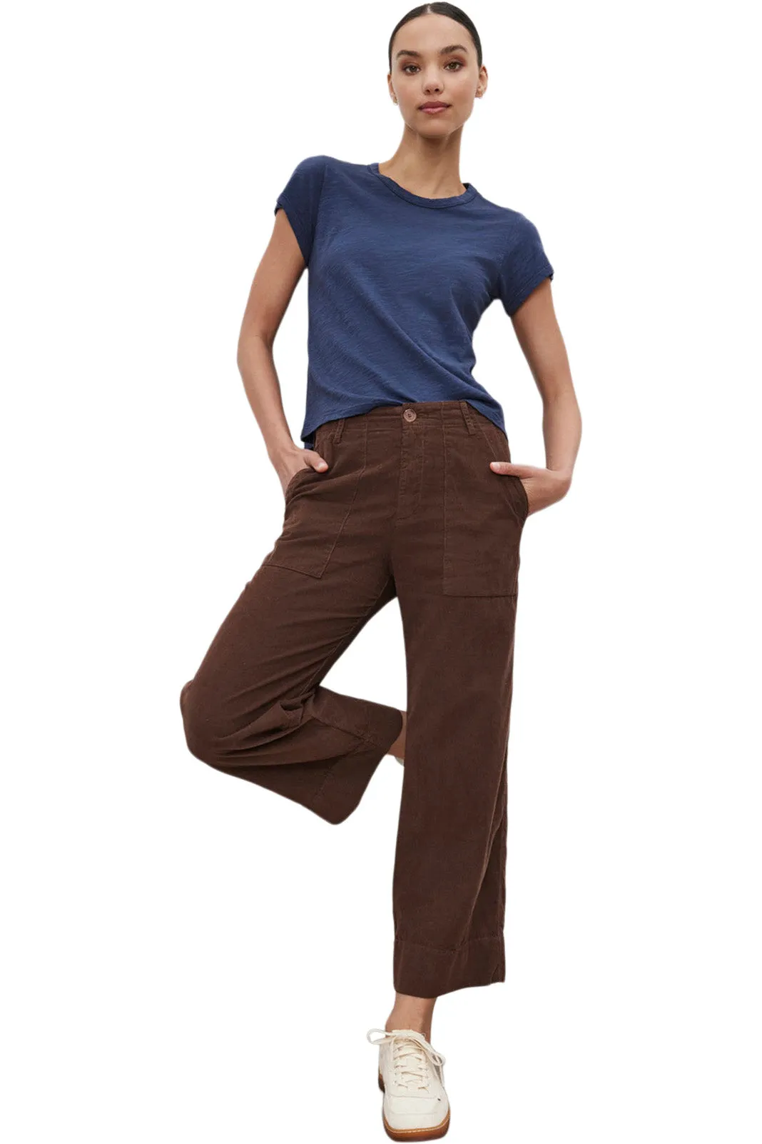Velvet Vera Corduroy Wide Leg Trouser in Bark