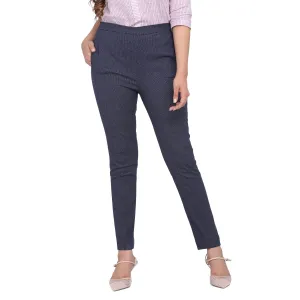 Women's Plus size Office Blue Cotton Pants