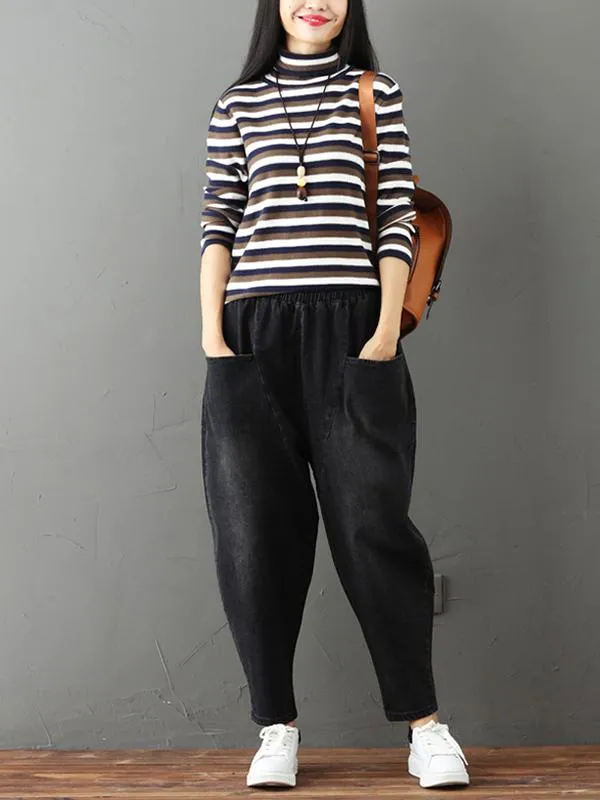xakxx Cotton Vintage Gray-black Harem Jean Pants