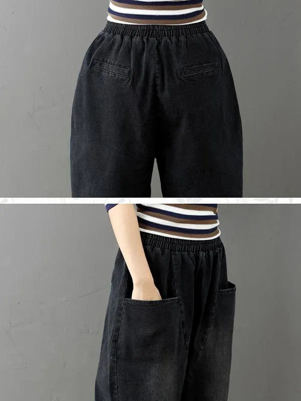 xakxx Cotton Vintage Gray-black Harem Jean Pants